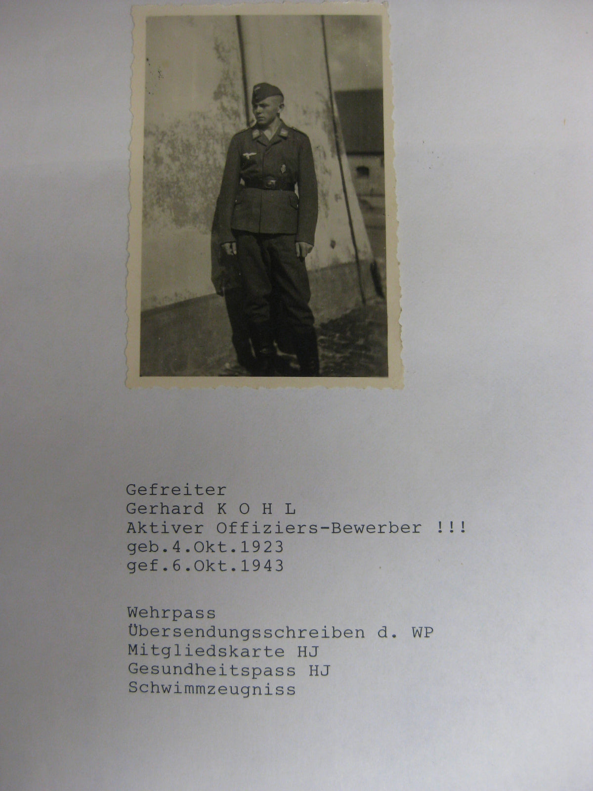 Wehrpaß Hitlerjugend  Mitgliedsausweis Wehrmacht Russland Ostfront