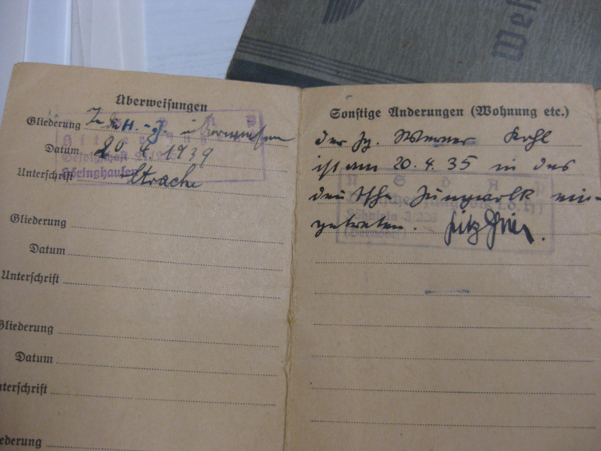 Wehrpaß Hitlerjugend  Mitgliedsausweis Wehrmacht Russland Ostfront