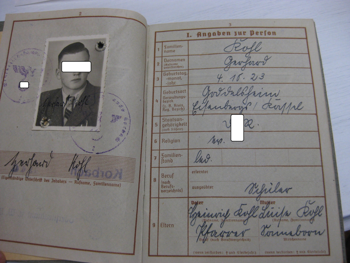 Wehrpaß Hitlerjugend  Mitgliedsausweis Wehrmacht Russland Ostfront