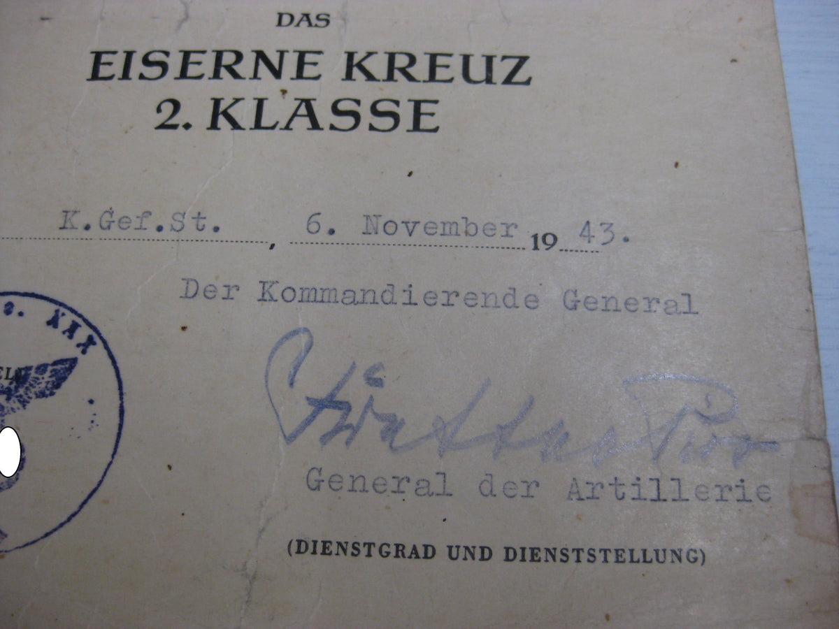 Besitzzeugnis Verleihungsurkunden Panzerartillerie Panzerjäger Sturmartillerie