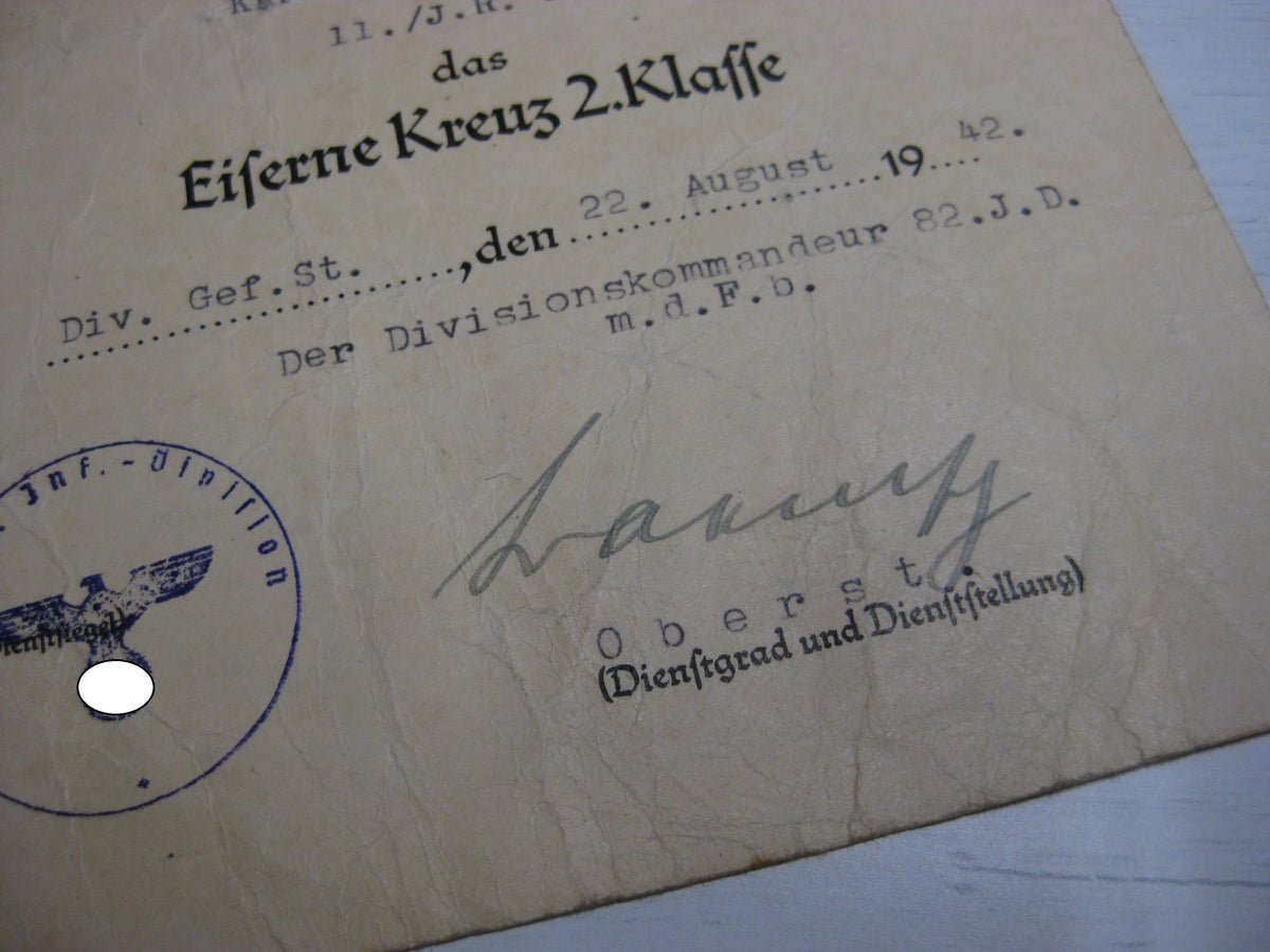 Erkennungsmarke Besitzzeugnis seltene VARIANTE Verleihungsurkunden EK2/39 Konvolut