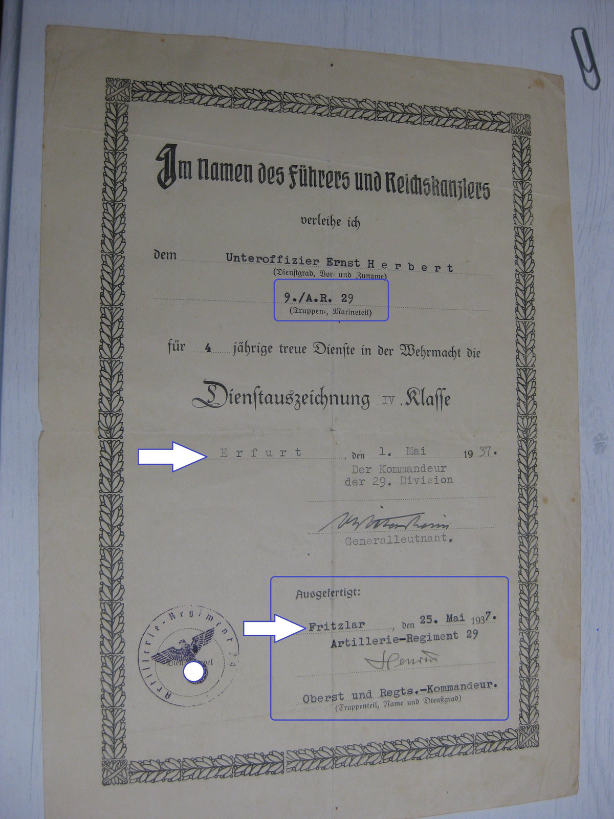 Besitzzeugnis Verleihungsurkunde STALINGRADKÄMPFER !!Seltene Originalunterschriften!!