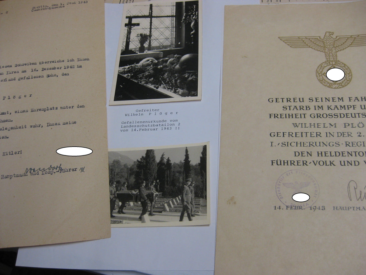 Gefallenenurkunde Wehrmacht gefallen in Russland