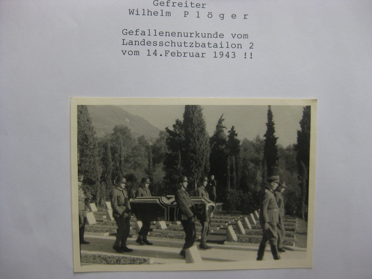 Gefallenenurkunde Wehrmacht gefallen in Russland
