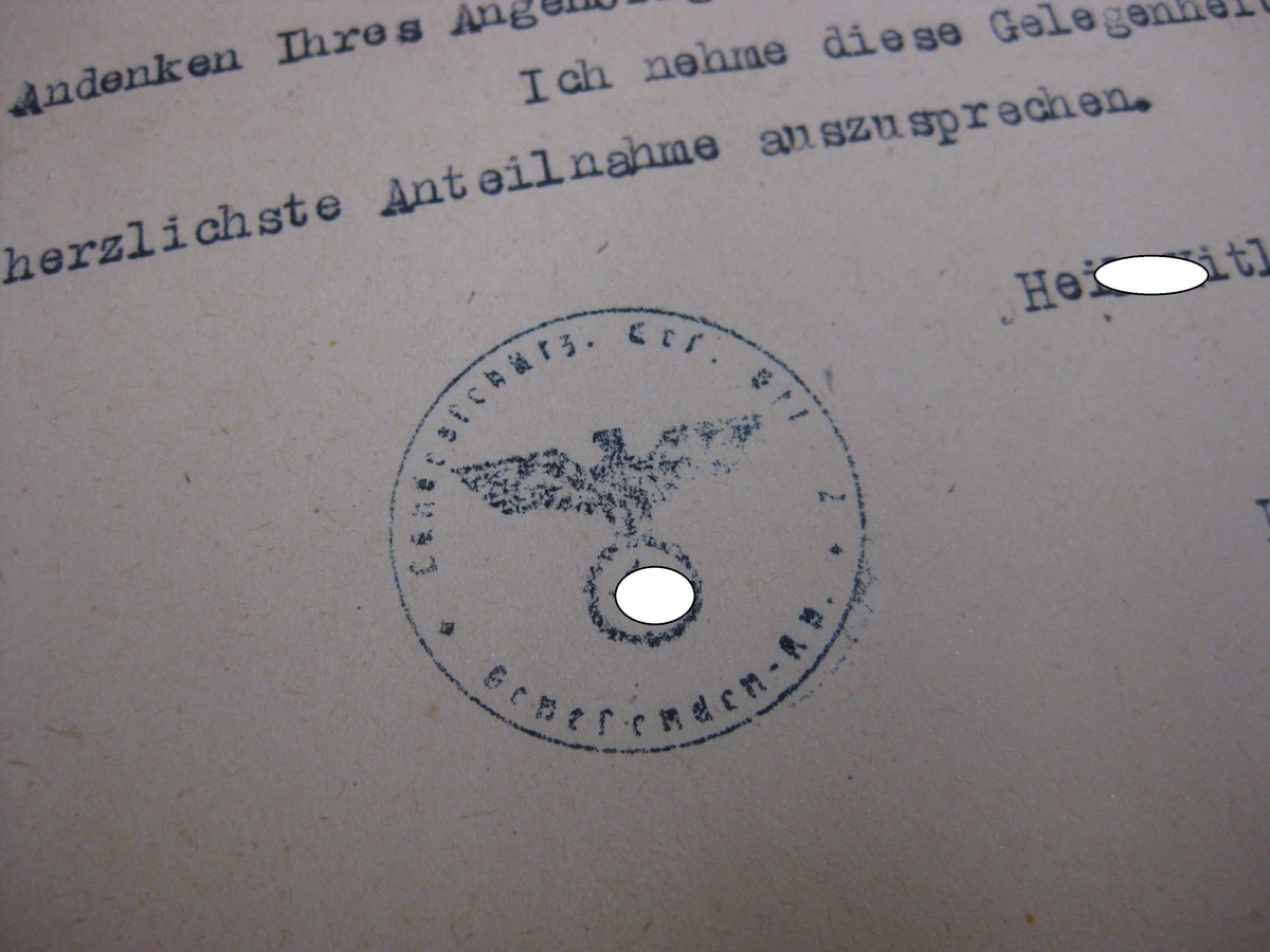 Gefallenenurkunde Wehrmacht gefallen in Russland