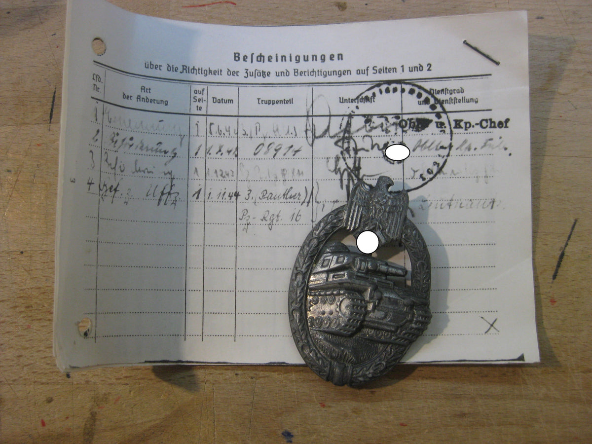 Panzerkampfabzeichen in Silber Hersteller: Karneth