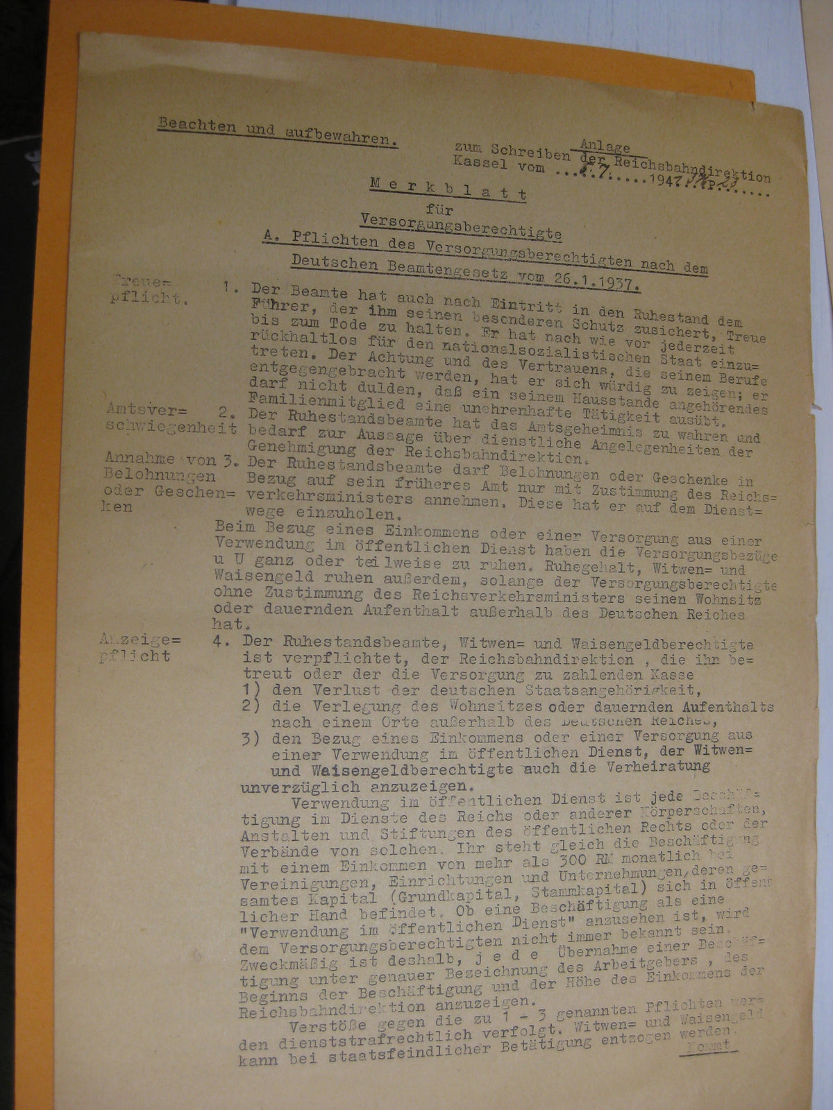 Dokumente Reichsbahn Kassel Eisenbahn Ruhestandsurkunde Verleihungsurkunde