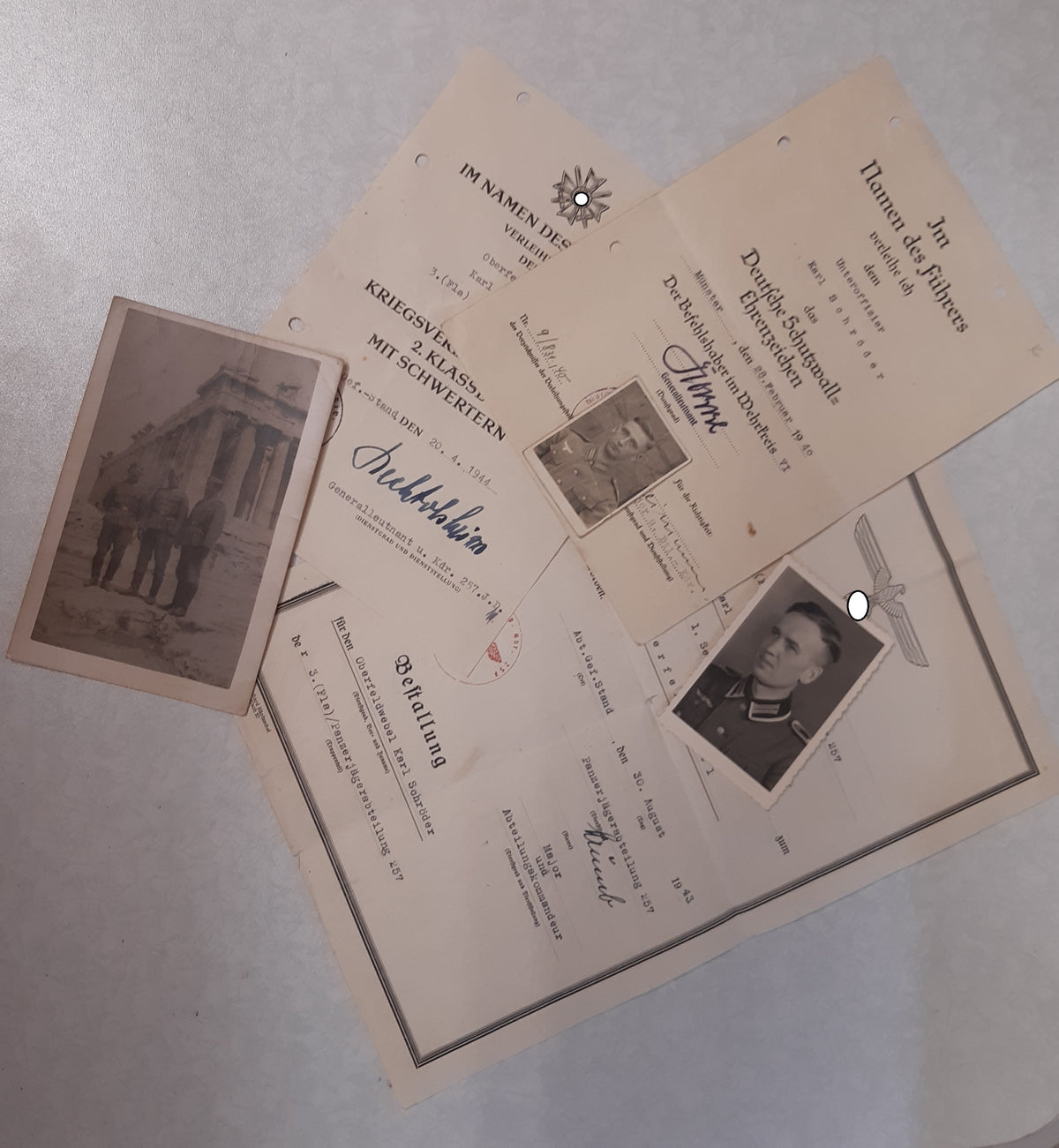 Besitzzeugnis Verleihungsurkunde Orden &amp; Ehrenzeichen Panzerjäger Abteilung 257