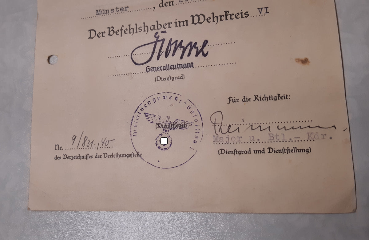 Besitzzeugnis Verleihungsurkunde Orden &amp; Ehrenzeichen Panzerjäger Abteilung 257