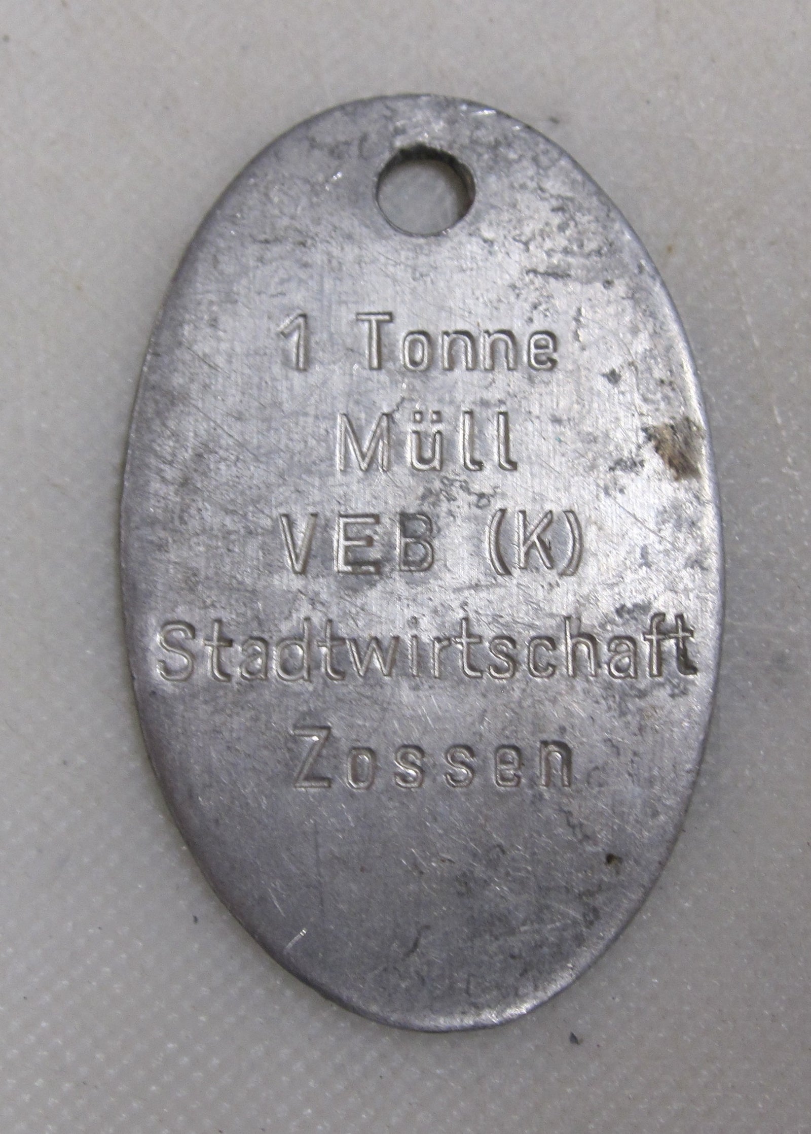 Abzeichen DDR Müllmarke der Stadt ZOSSEN in Brandenburg