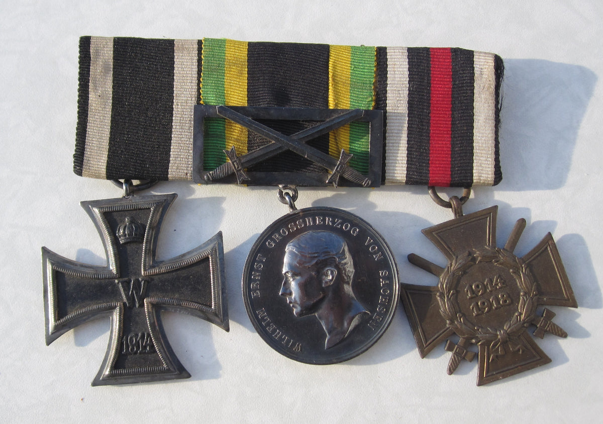 3er Ordensspange Verdienstmedaille in Silber Sachsen Weimar Eisenach mit Schwerterspange