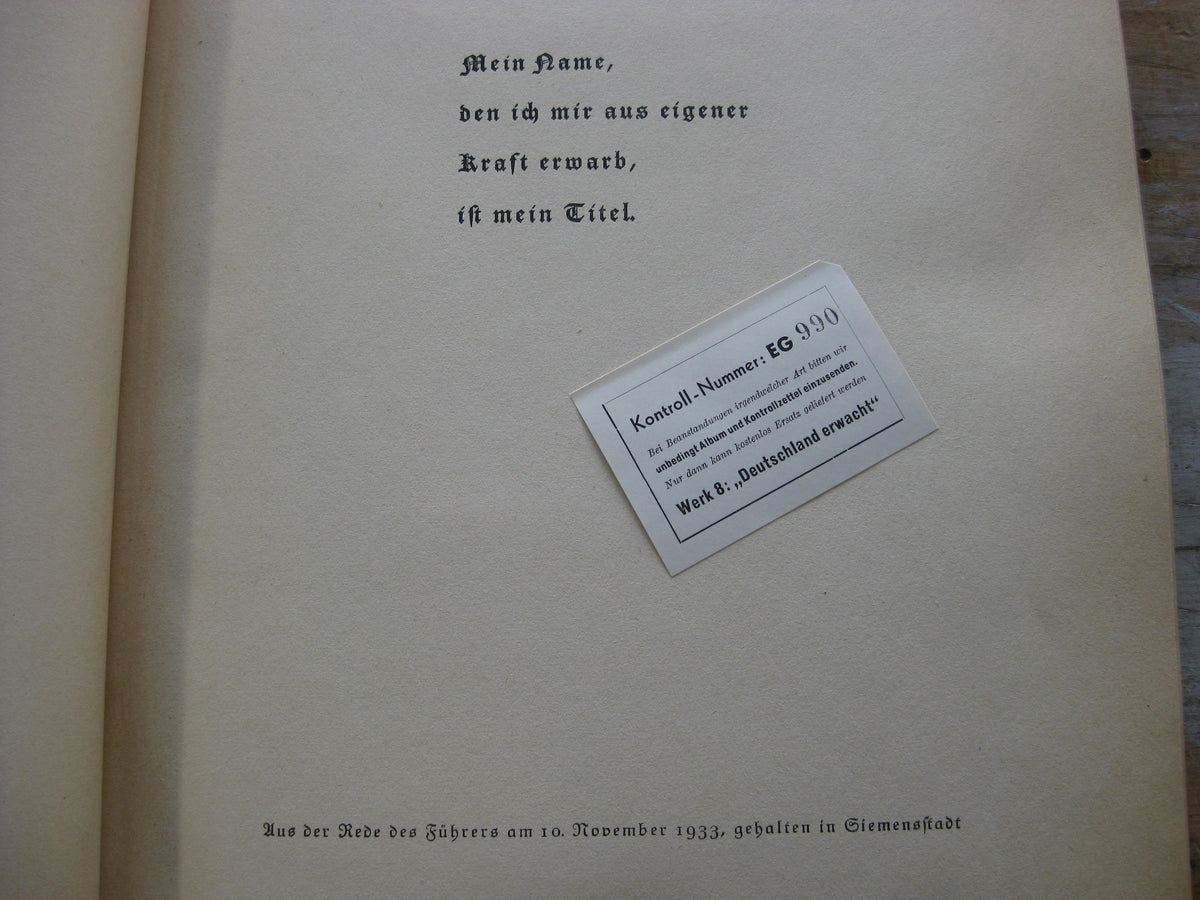 Sammelbilderalbum Deutschland erwacht "Braune Ausgabe" aus dem pers. Besitz eines Ritterkreuzträgers