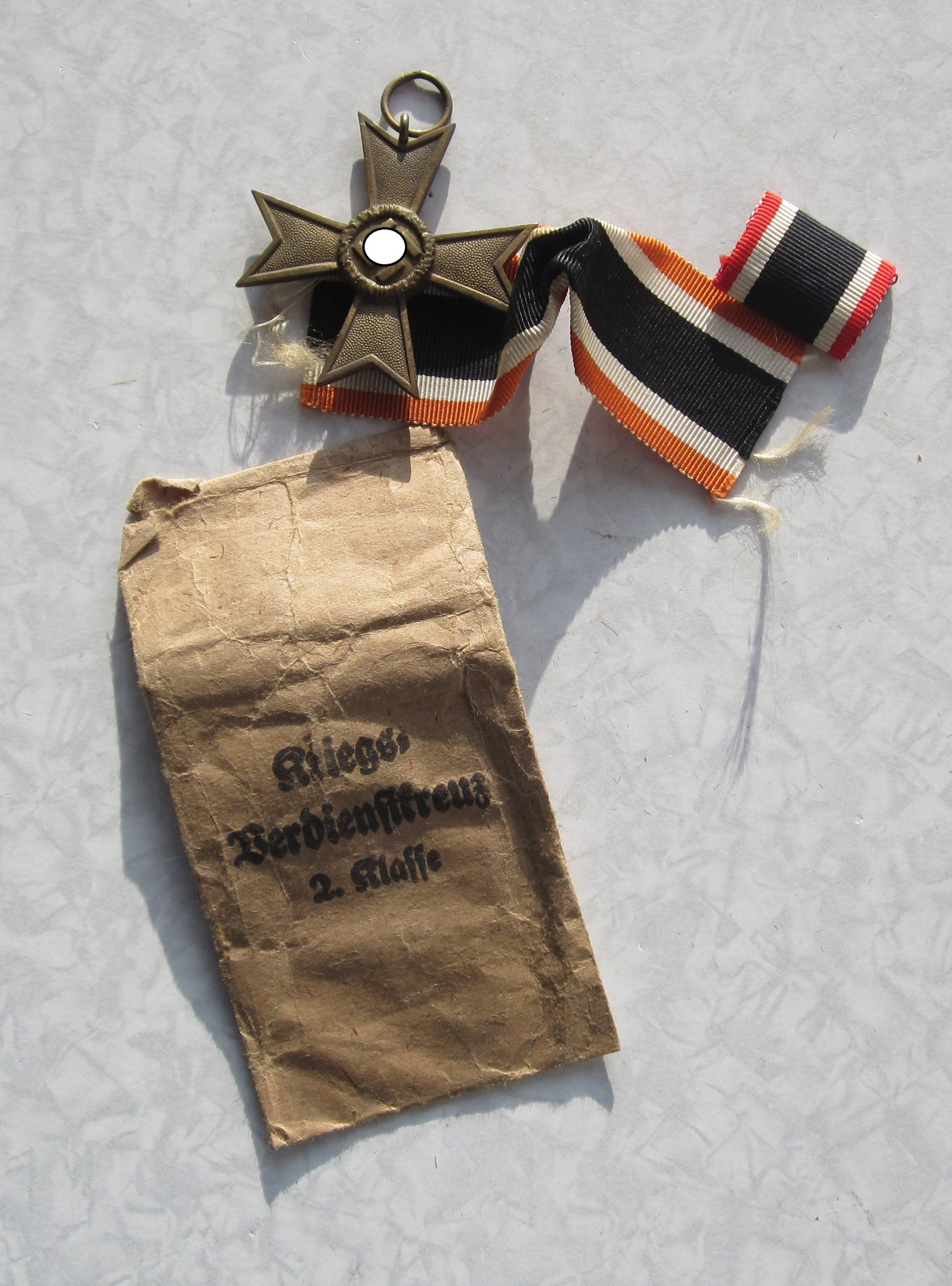 Kriegsverdienstkreuz 2.Klasse OHNE Schwertern KVK2/39 in Verleihungstüte Bury & Leonard Hanu