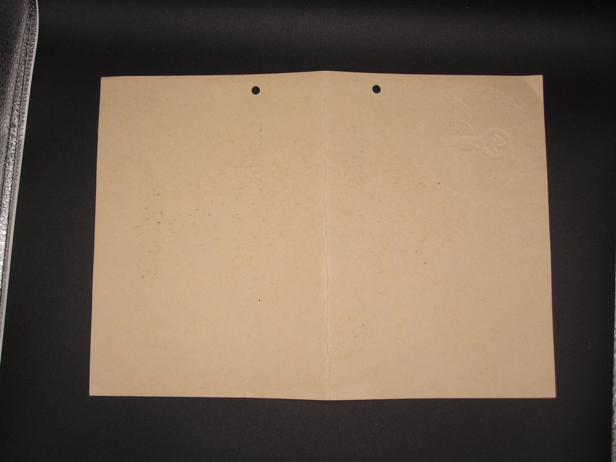 Verleihungsurkunde zum Treudienstehrenzeichen Braunsberg / Masuren / Ostpreußen