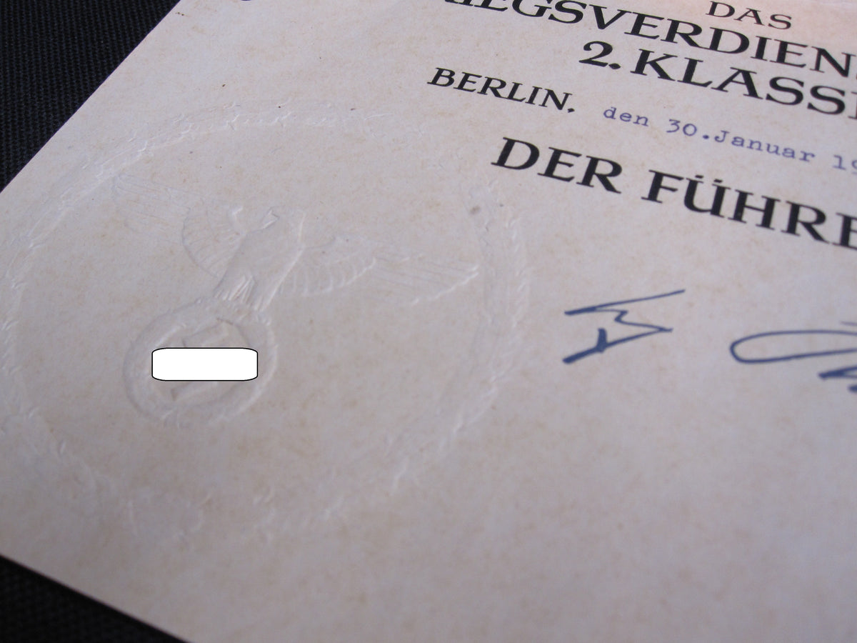 Verleihungsurkunde zum Treudienstehrenzeichen Braunsberg / Masuren / Ostpreußen