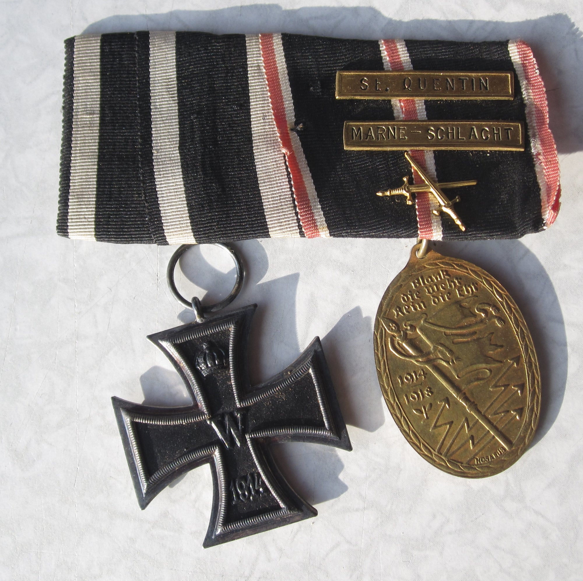 2er Ordensspange Eisernes Kreuz 2.Klasse 1914 Kyffhäuser mit 2 Gefechtsspangen
