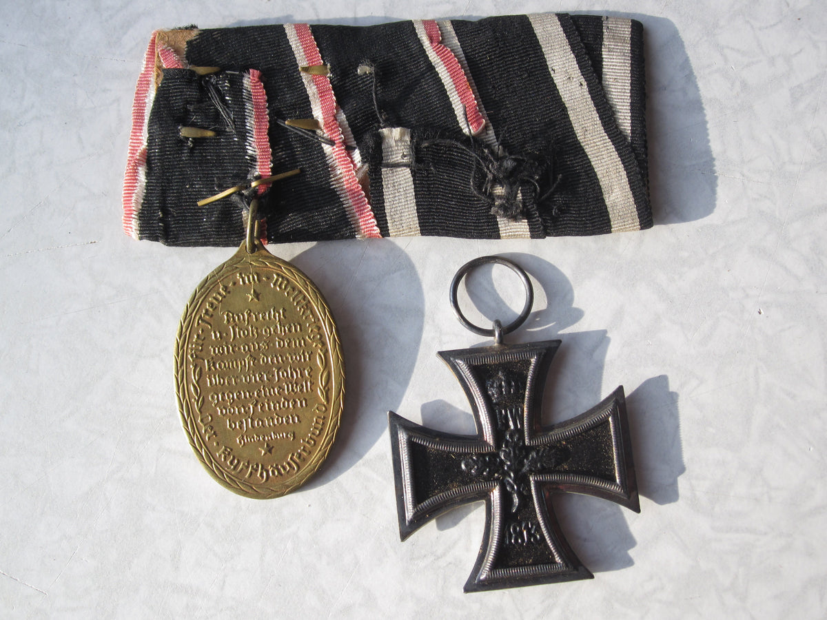 2er Ordensspange Eisernes Kreuz 2.Klasse 1914 Kyffhäuser mit 2 Gefechtsspangen