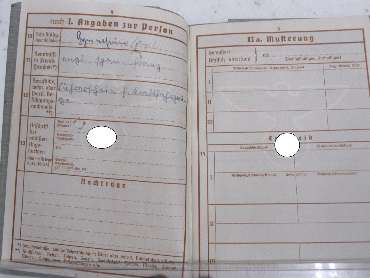 Wehrpaß Leutnant aus der Hansestadt Bremen