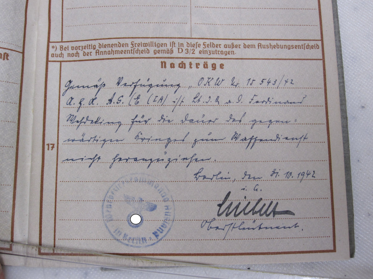 Wehrpaß Leutnant aus der Hansestadt Bremen