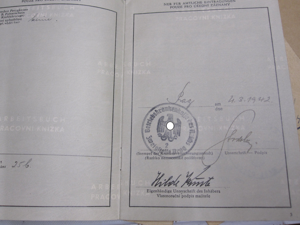 Konvolut einer Frau Arbeitsbuch Protektorat Böhmen &amp; Mähren