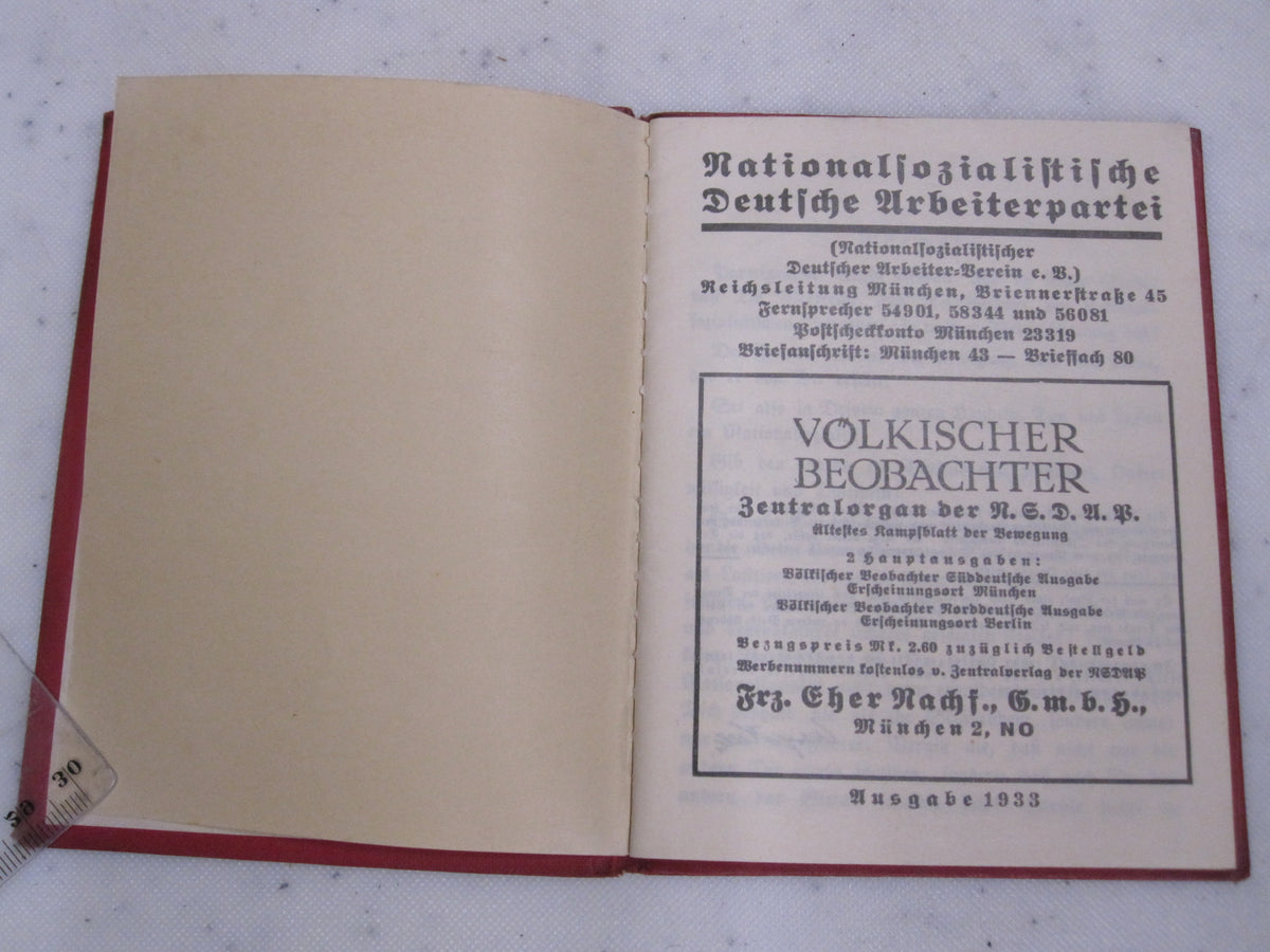 Parteibuch NSDAP Mitgliedsbuch für Truppführer aus Hannover / Dincklage