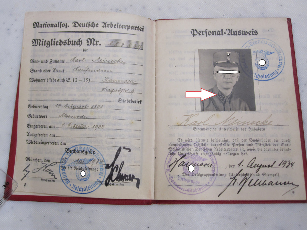 Parteibuch NSDAP Mitgliedsbuch für Truppführer aus Hannover / Dincklage