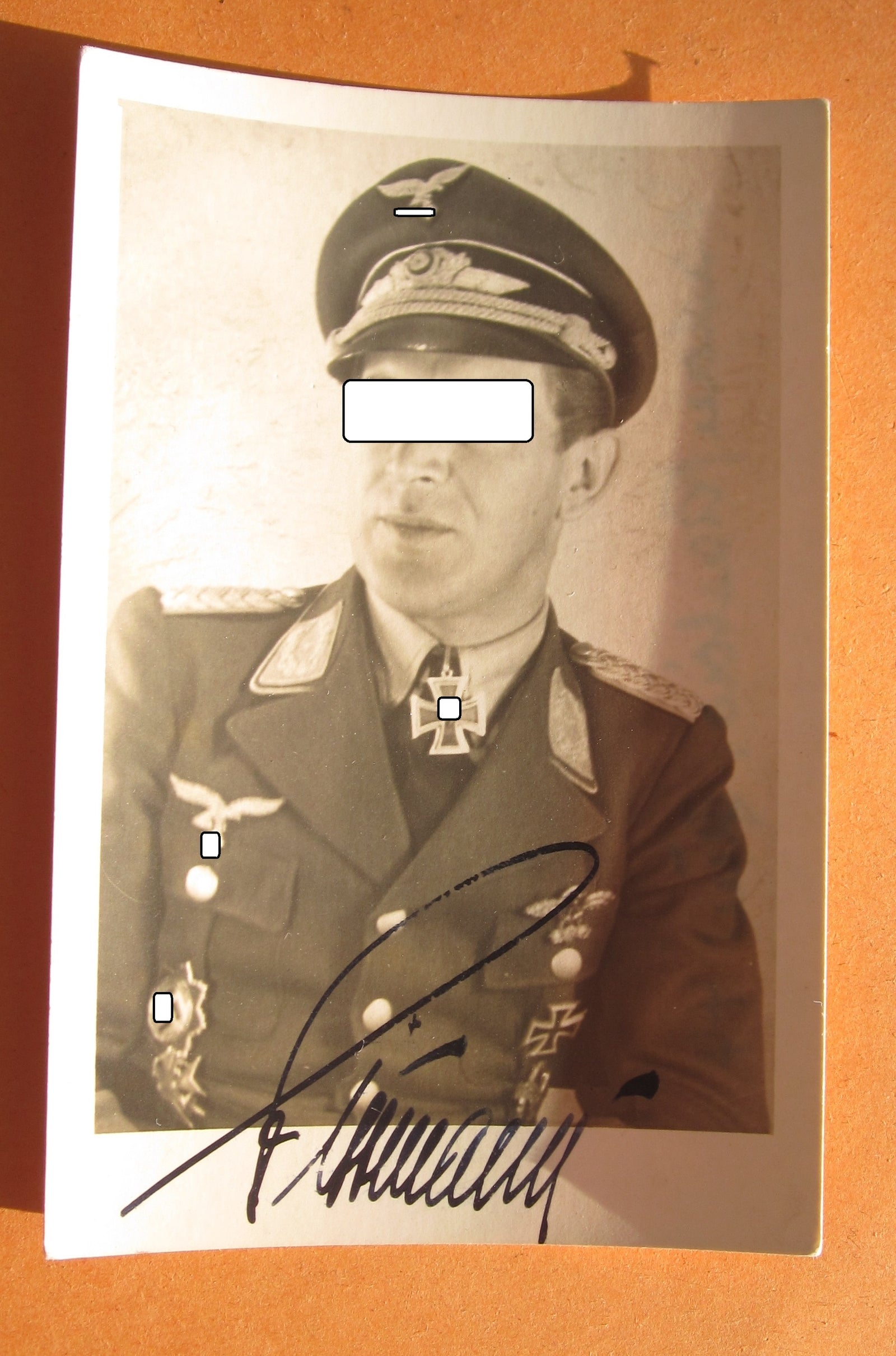 Extrem Seltenes Trägerfoto Kampfflieger Ritterkreuzträgerfoto / Eichenlaubträgerfoto