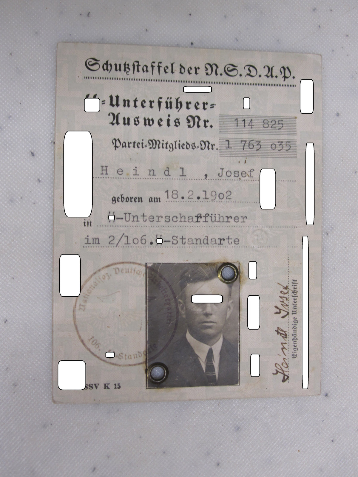 H.W.  -   -  SS Unterführer Ausweis &amp; Parteibuch &amp; Mitgliedsbuch DAF Tolles Set !!!!