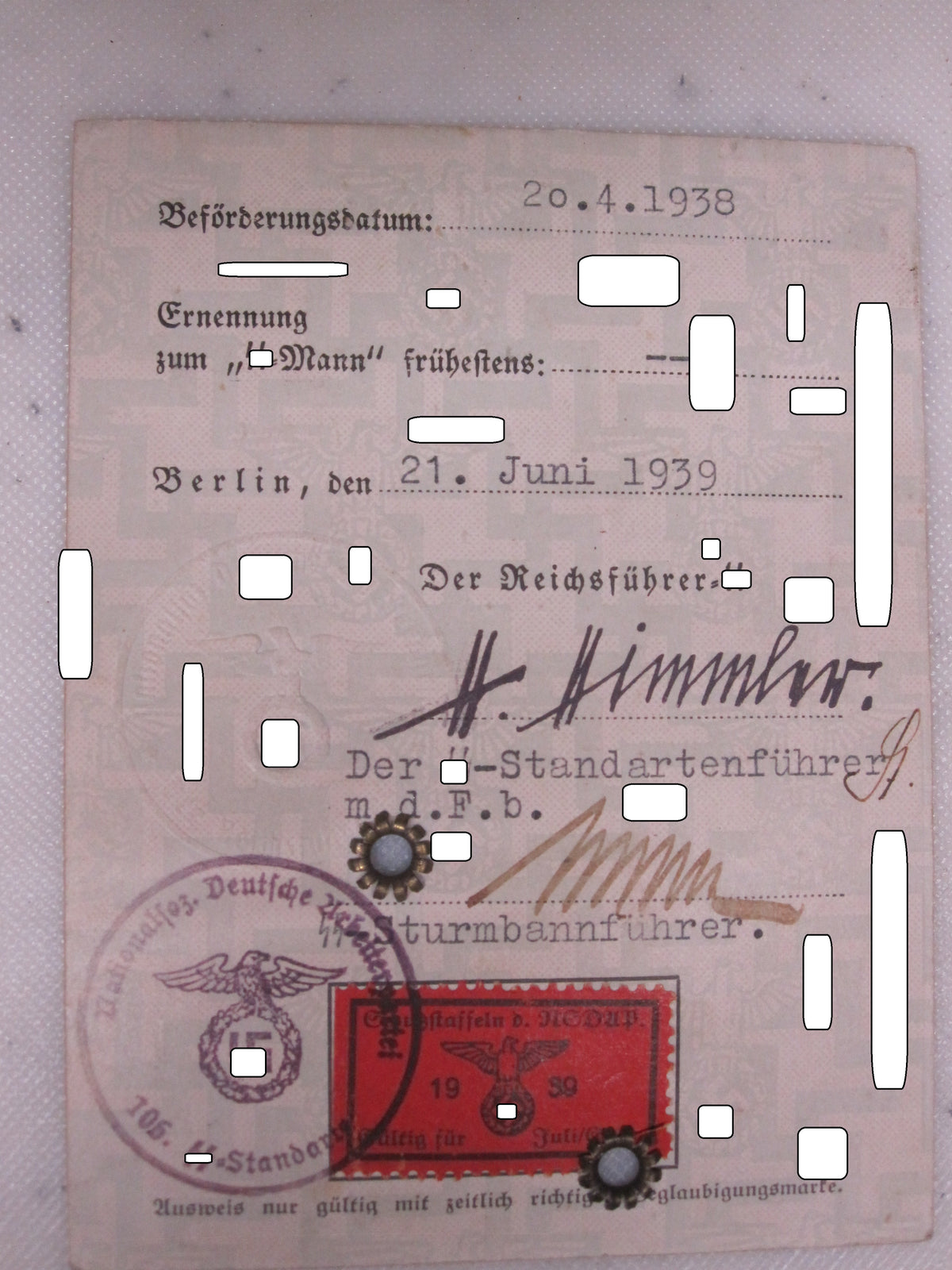 H.W.  -   -  SS Unterführer Ausweis &amp; Parteibuch &amp; Mitgliedsbuch DAF Tolles Set !!!!