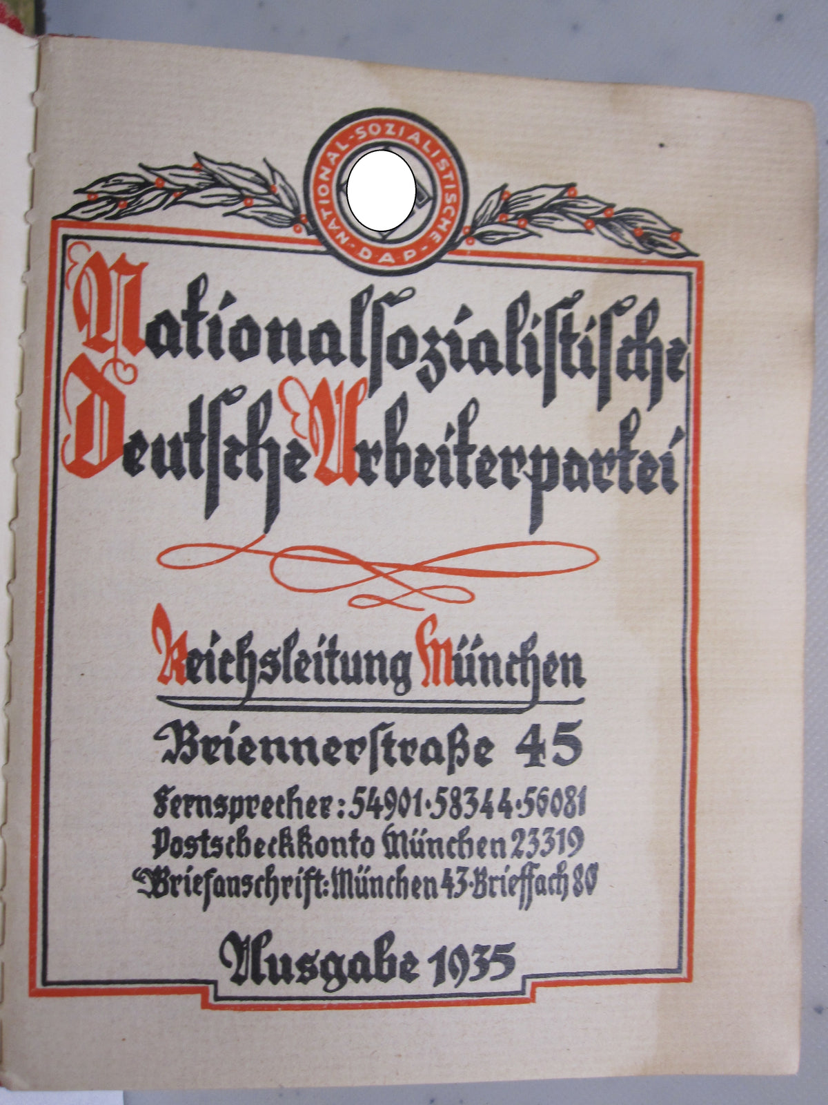 Parteibuch NSDAP Mitgliedsbuch GERA / Thürngen