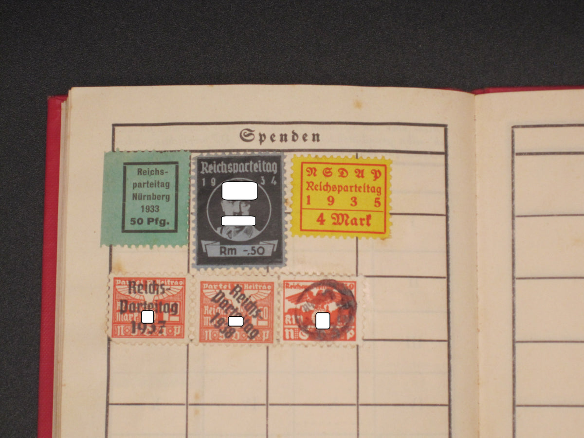 H.W.  -  -  Parteibuch NSDAP Mitgliedsbuch Pfullendorf Denkingen 1934