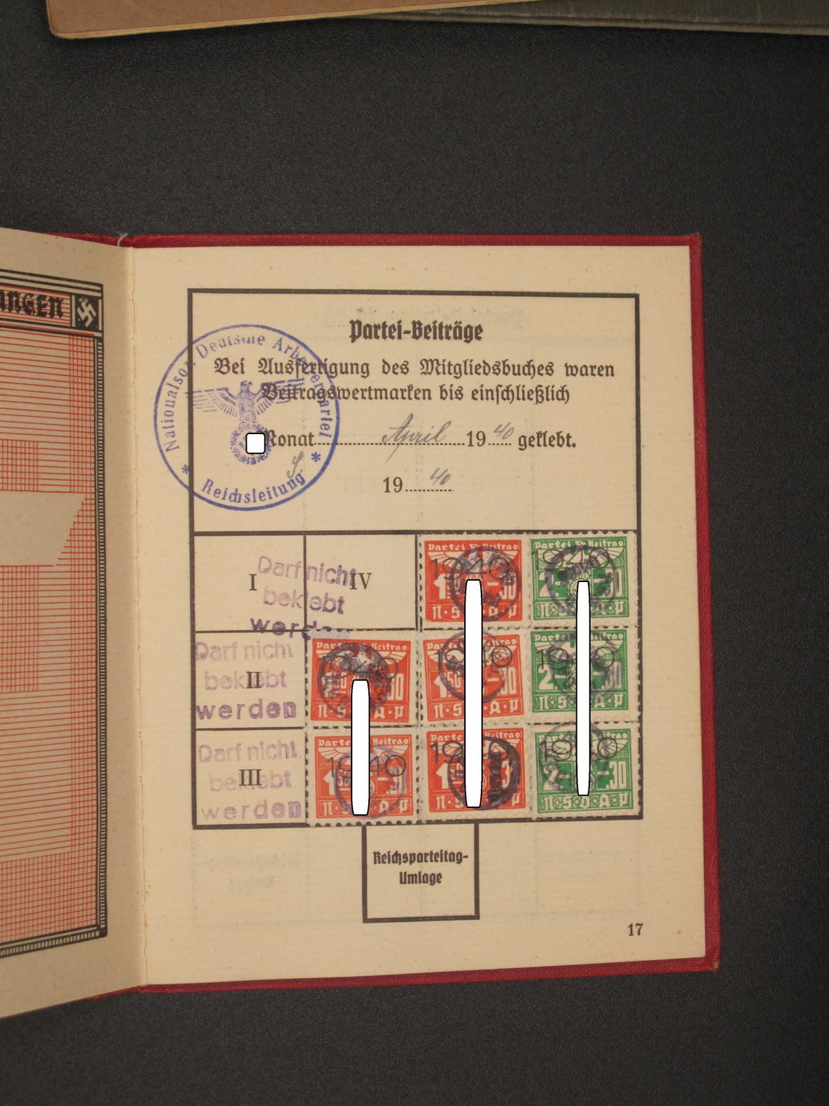 H.W.  -  -  Parteibuch &amp; Wehrpaß Österreich Klagenfurt / Wels OSTMARK