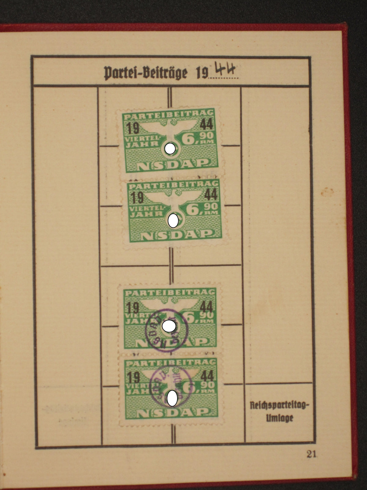 H.W.  -  -  Parteibuch &amp; Wehrpaß Österreich Klagenfurt / Wels OSTMARK
