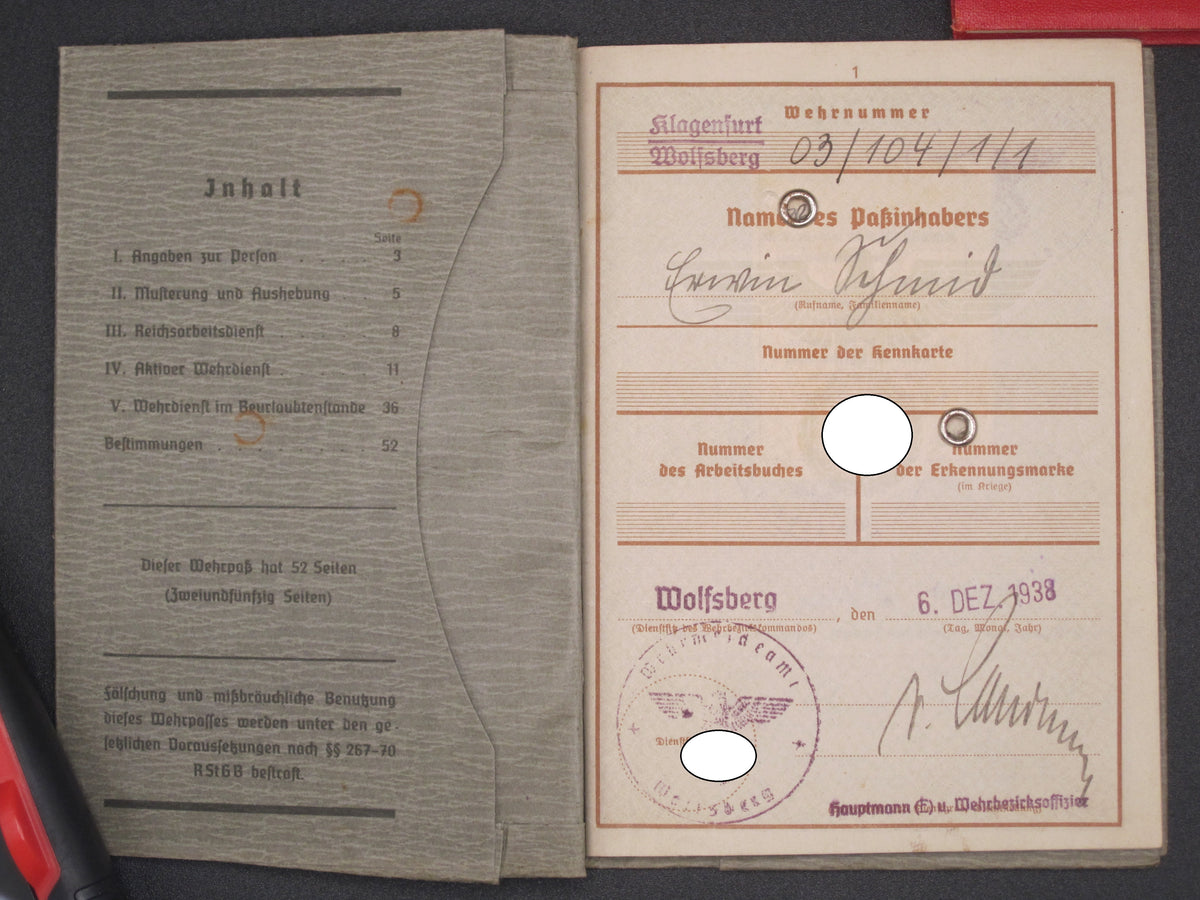 H.W.  -  -  Parteibuch &amp; Wehrpaß Österreich Klagenfurt / Wels OSTMARK