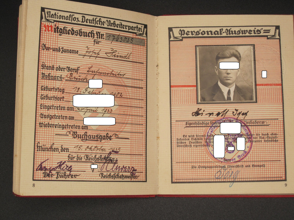 H.W.  -   -  SS Unterführer Ausweis &amp; Parteibuch &amp; Mitgliedsbuch DAF Tolles Set !!!!