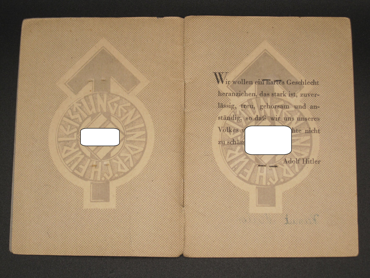 H.W.  -  -  Set Leistungsbuch &amp; Schießbuch der Hitlerjugend (HJ) Hamburg 1940