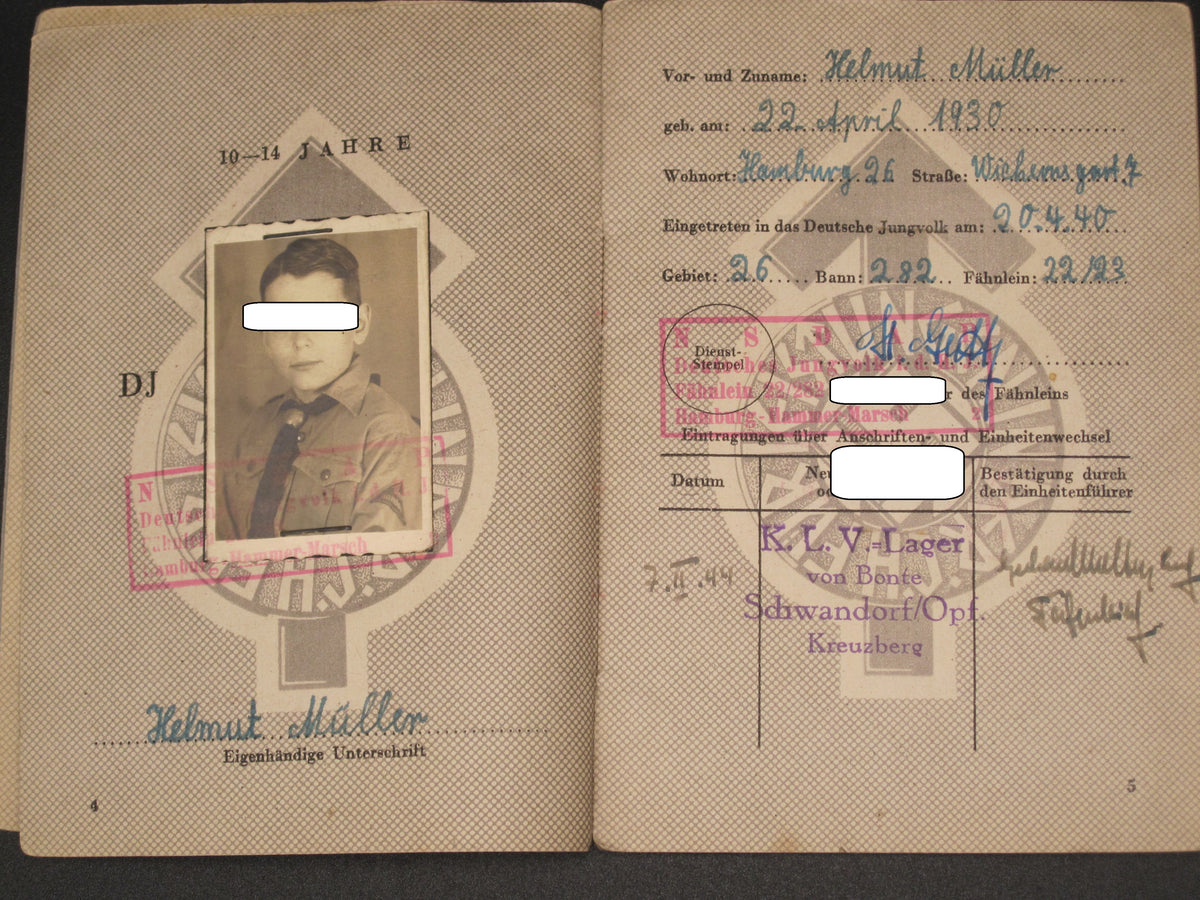 H.W.  -  -  Set Leistungsbuch &amp; Schießbuch der Hitlerjugend (HJ) Hamburg 1940