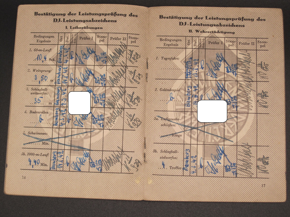 H.W.  -  -  Set Leistungsbuch &amp; Schießbuch der Hitlerjugend (HJ) Hamburg 1940