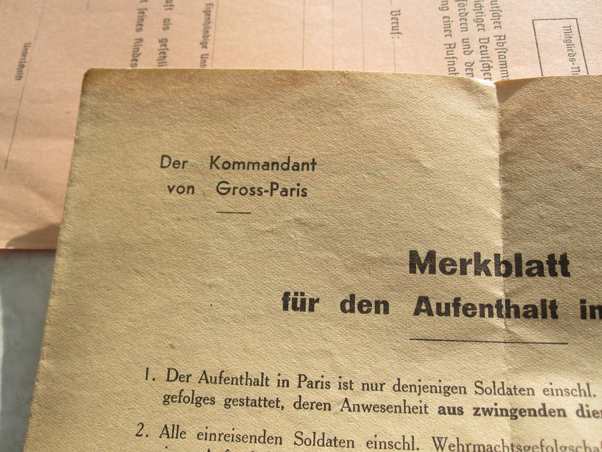 Karte Stadtplan von Paris aus dem Besitz eines  Wehrmachtsoffiziers 1940/41