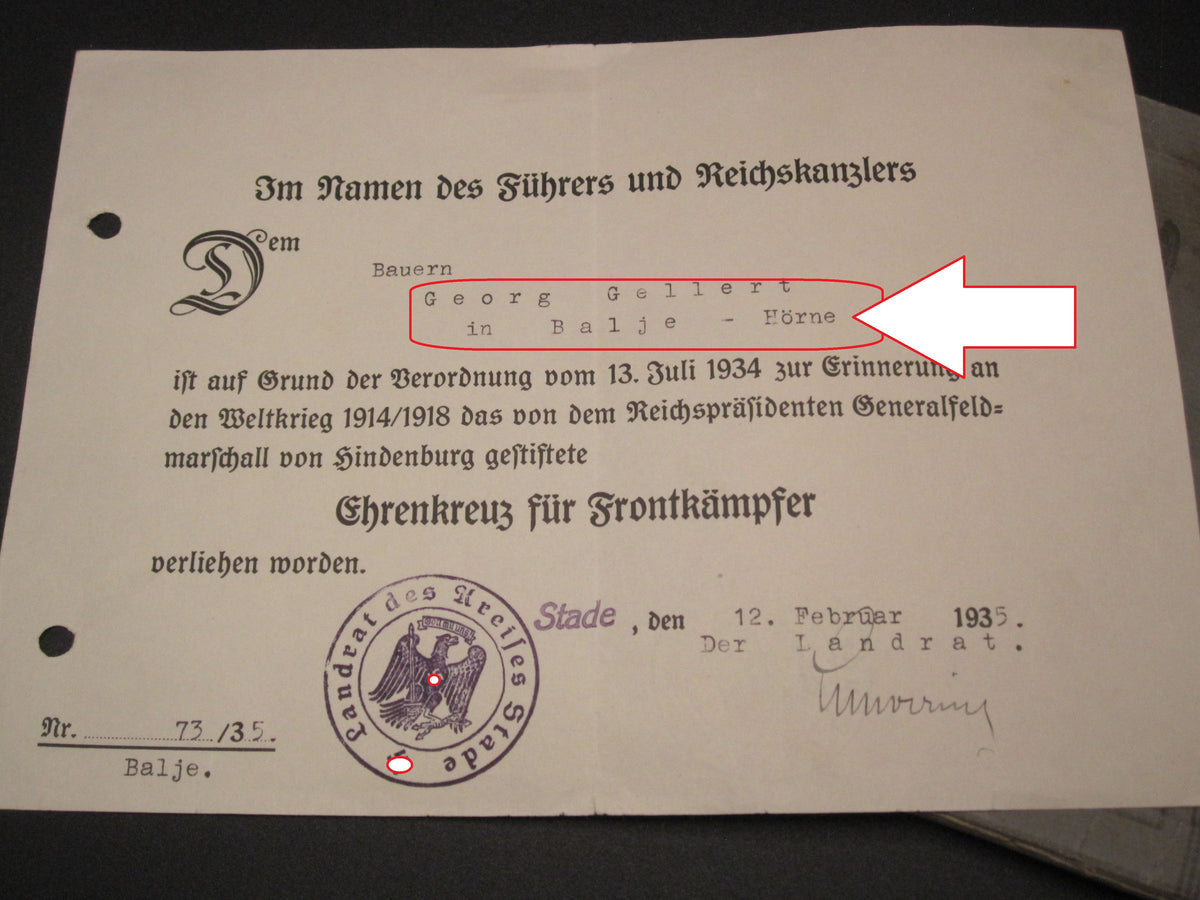Verleihungsurkunden Besitzzeugnisse Dokumente Wiederholungsspange zum EK1 &amp; EK2