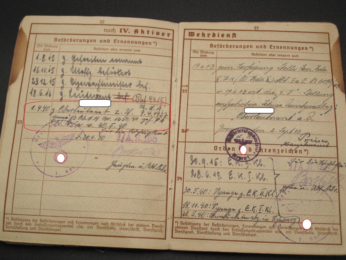 Verleihungsurkunden Besitzzeugnisse Dokumente Wiederholungsspange zum EK1 &amp; EK2