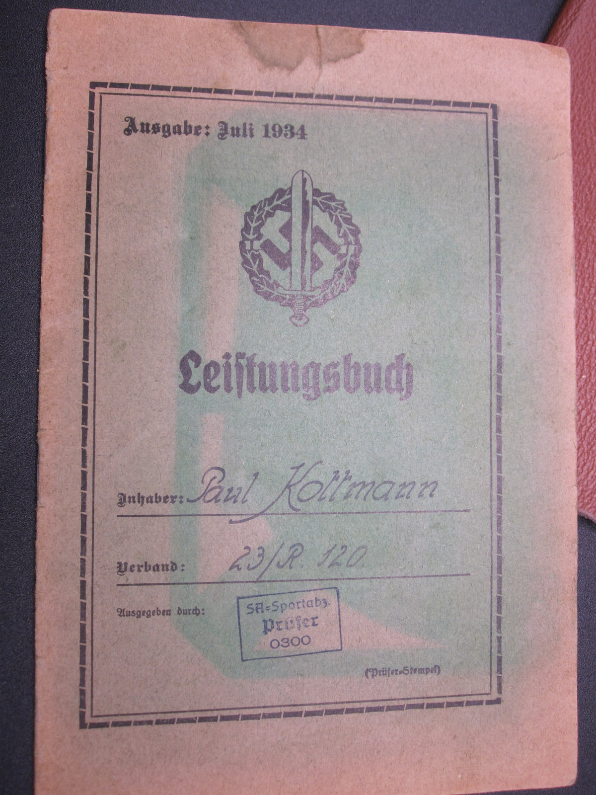 H.W. -  -  Urkundenheft im Schuber SA - Sportabzeichen