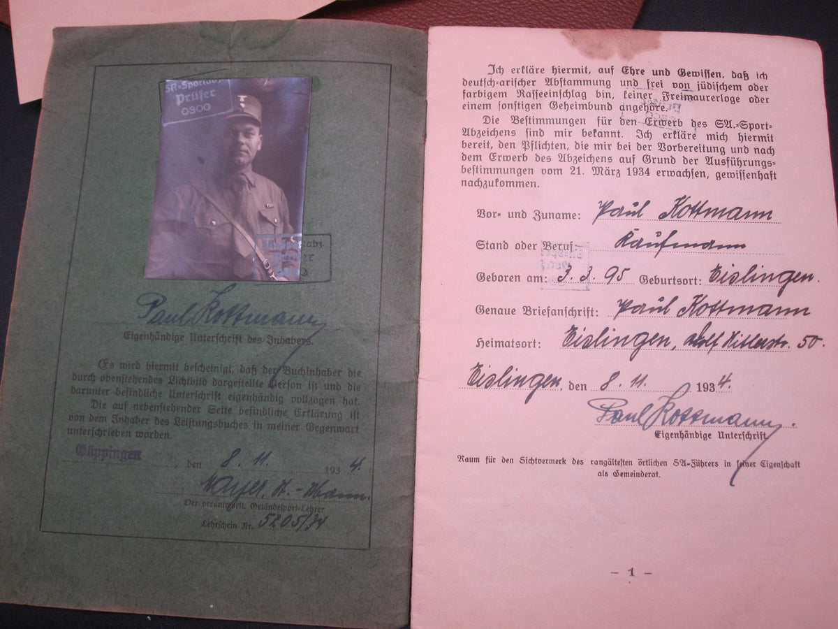 H.W. -  -  Urkundenheft im Schuber SA - Sportabzeichen