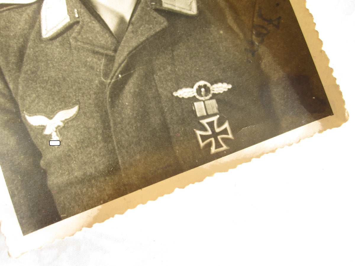 Uniformfoto Fliegertruppe Luftwaffe Wehrmacht Fliegerschützenabzeichen EK1/39
