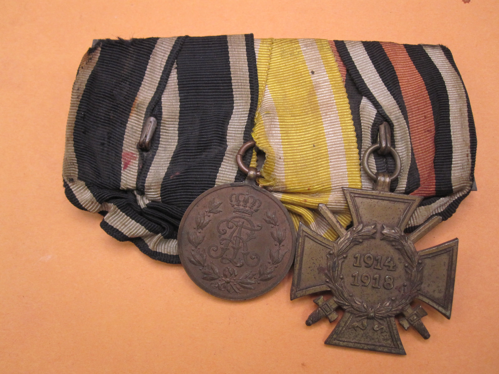 3er Ordenschnalle Ordensspange Eisernes Kreuz 1914 (EK2/14)  Sachsen Preußen Friedrich August Medaille Frontkämpfer Ehrenkreuz
