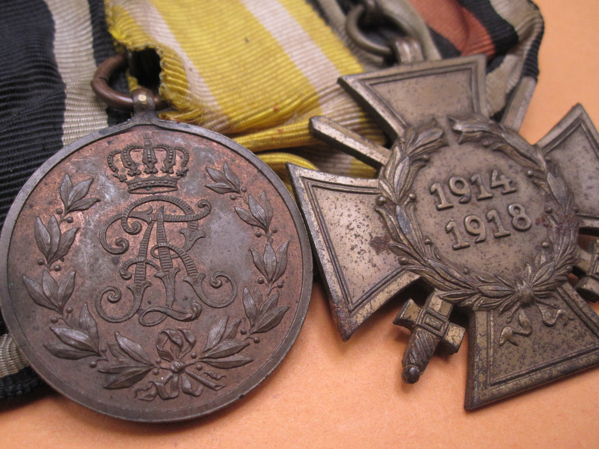 3er Ordenschnalle Ordensspange Eisernes Kreuz 1914 (EK2/14)  Sachsen Preußen Friedrich August Medaille Frontkämpfer Ehrenkreuz