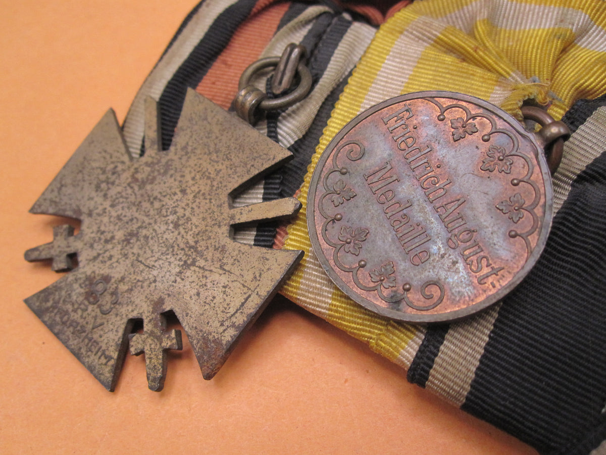 3er Ordenschnalle Ordensspange Eisernes Kreuz 1914 (EK2/14)  Sachsen Preußen Friedrich August Medaille Frontkämpfer Ehrenkreuz