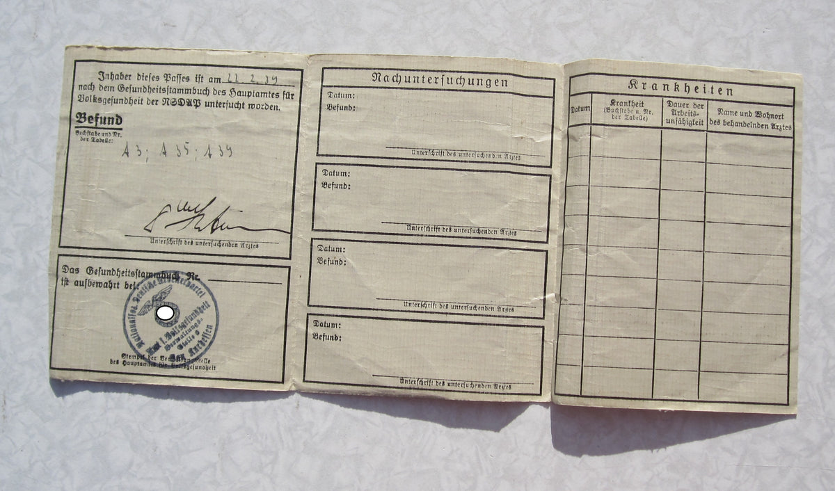 Urkunde Hitlerjugend (HJ / JM) &amp; Gesundheitspaß