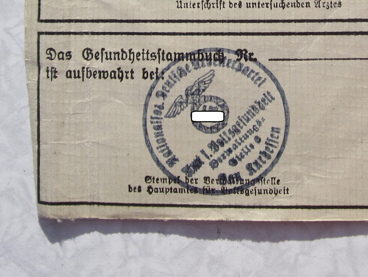 Urkunde Hitlerjugend (HJ / JM) &amp; Gesundheitspaß