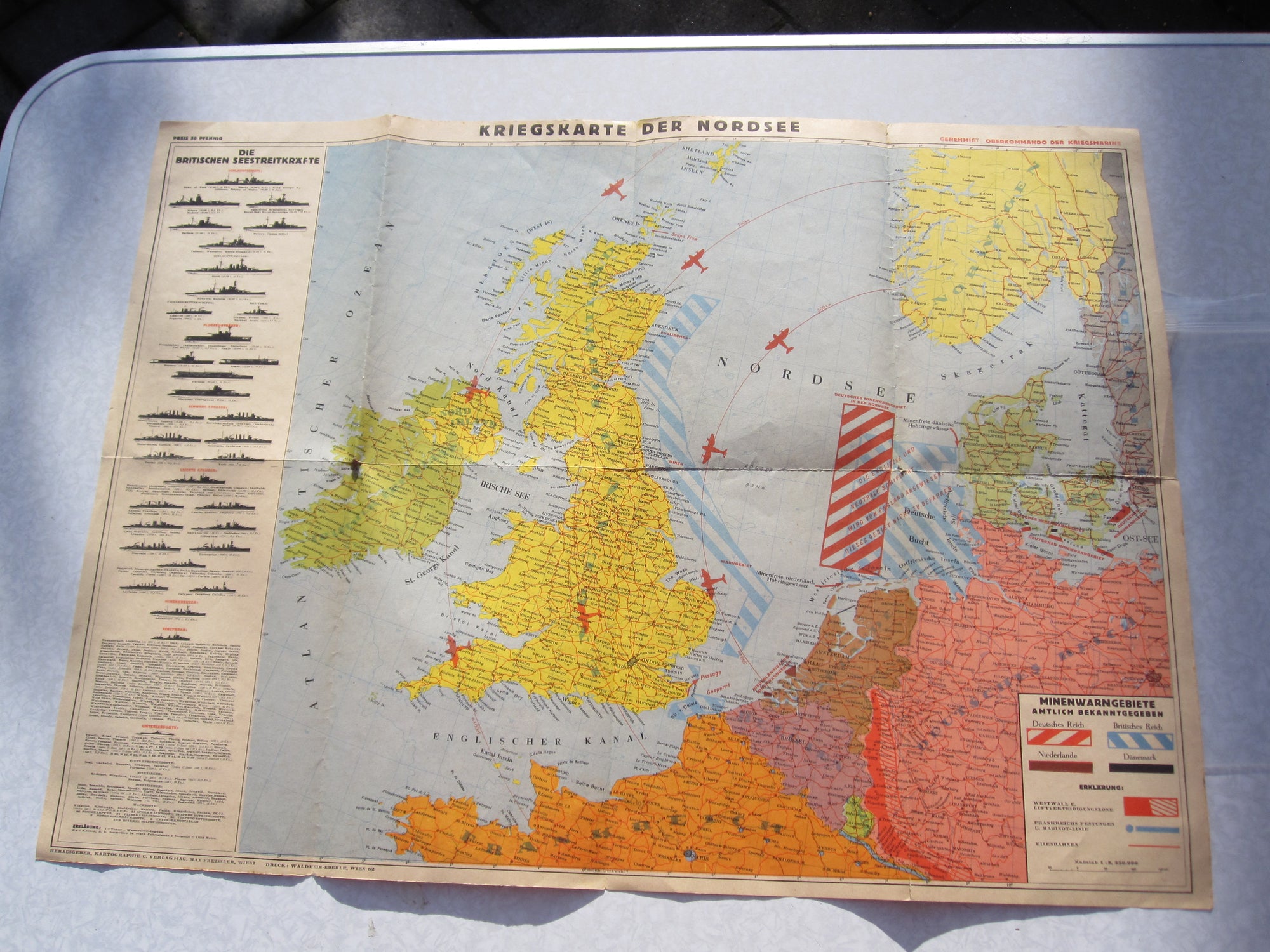 Kriegskarte der Nordsee 1940